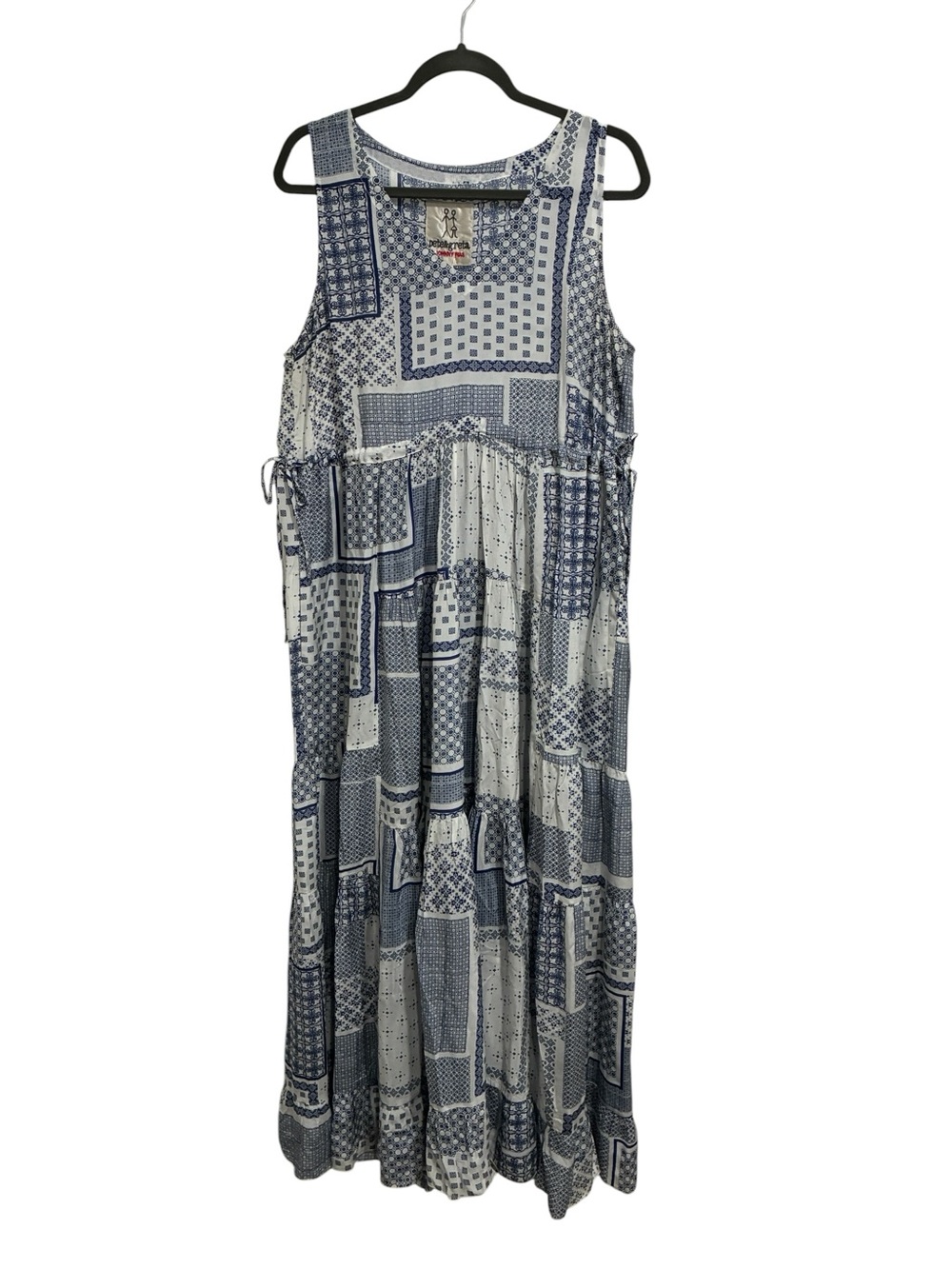 Johnny Was Pete & Greta Rinit Patchwork 100% Silk Maxi Dress Boho Artisan Medium